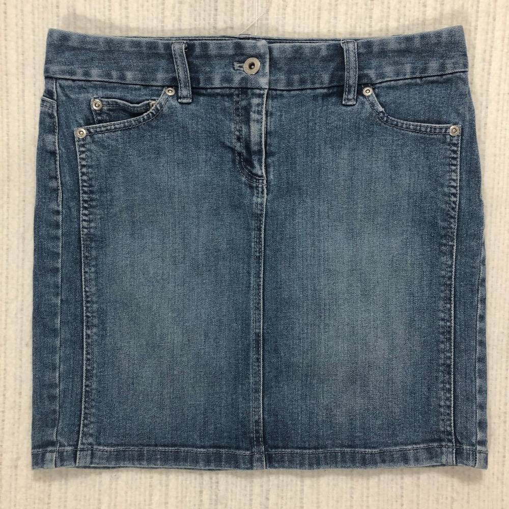 Ann Taylor Petites Medium Wash Denim Mini Skirt Size 2P Blue Jean Skirt